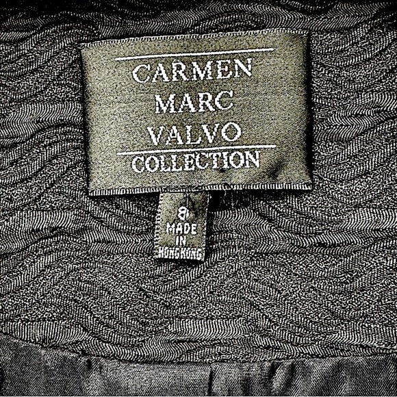 Carmen Marc Valvo Black Textured Beaded Formal Sheath Gown and Bolero Set Size 8 - Picture 11 of 16